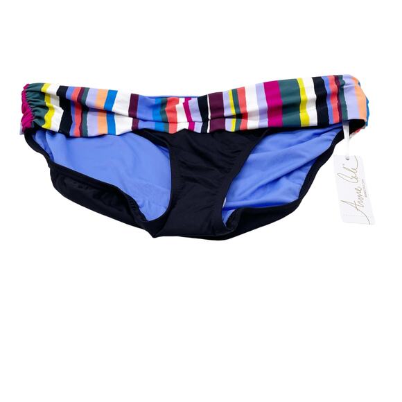Anne Cole Womens Striped Bikini Swim Bottom L - Picture 2 of 5